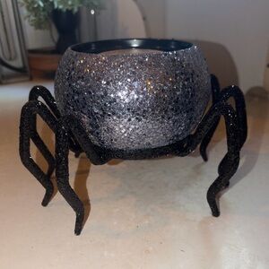 Bath& Body works Glittery Black and Silver Spider Candle Holder